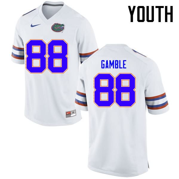 NCAA Florida Gators Kemore Gamble Youth #88 Nike White Stitched Authentic College Football Jersey KVC1164AI